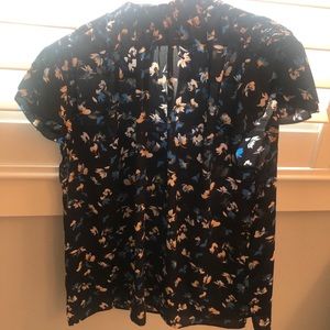 Ladies Floral Halogen Blouse Size Large